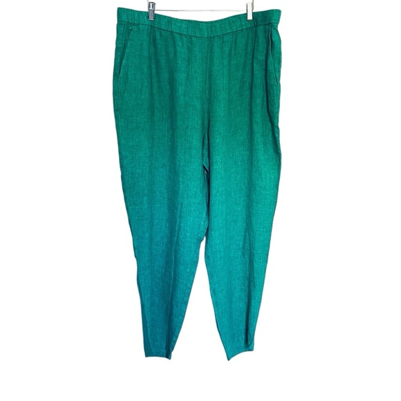 Eileen Fisher Washed Organic Linen Delave Lantern Pant Deep Aqua Size 1X NEW - Picture 7 of 15